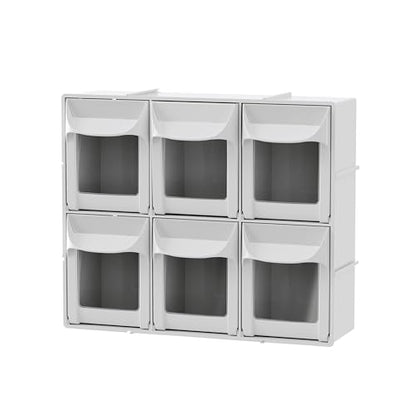 Simply Tidy 6-Drawer Tip-Out Storage Bin - Wall-Mountable & Stackable Clear Front Drawer Organizer for Beads, Buttons, Stickers & Small Craft Supplies, 1 Pack