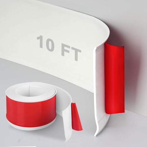 DGSL Flexible Baseboard Trim 4" x 10ft, Self Adhesive Vinyl Wall Base,White - color: White, size: 4 In x 10 Ft