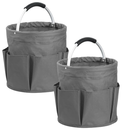 2Pcs 17L Foldable Cleaning Caddy Tote with Handle for Camping, Dark Gray - color: Dark Gray, size: 2PCS
