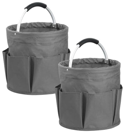 2Pcs 17L Foldable Cleaning Caddy Tote with Handle for Camping, Dark Gray - color: Dark Gray, size: 2PCS