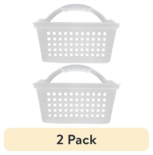 (2 pack) Large Cleaning Supplies Caddy Portable Shower Basket Supply Organizer with Handle Plastic Bucket Tool Storage for Bathroom, Bedroom, Kitchen, College Dorm, Garden,