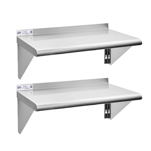 Hally Stainless Steel Shelf 2 Pack Wall Mounted Metal Shelves 12"x24" NSF - size: 12"x24"