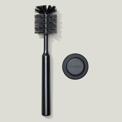 Curio Home Goods Ionic Bottle Brush, Magnetized to Stand Upright, Stainless Steel with Replaceable Head, Onyx/Black