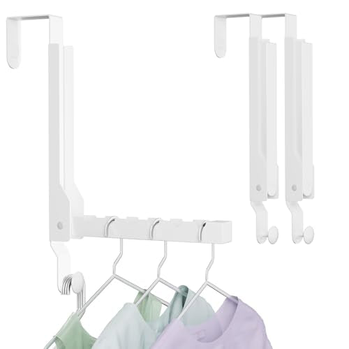 2 Pack Over The Door Hanger Folding Clothes Drying Rack, Folding Hanging Coat Rack for Indoor Laundry Room Compact Small Space Foldable Portable Clothing Hanger Hook Collapsible (Wihte-2(Upgraded)) - color: Wihte-2(Upgraded)