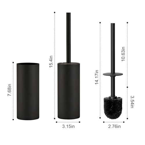 304 Stainless Steel Toilet Bowl Cleaner Brush and Holder Set - color: H-black