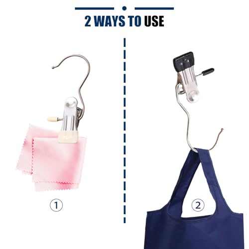 Hangers Clips,Stainless Multi Function Clip Hooks,Laundry Hanging Hooks Clips,Closet Hangers,Boot Clips， Hats Clips,Socks Clips,Pants Clips, Bras Clips (50, Blue) - color: Blue