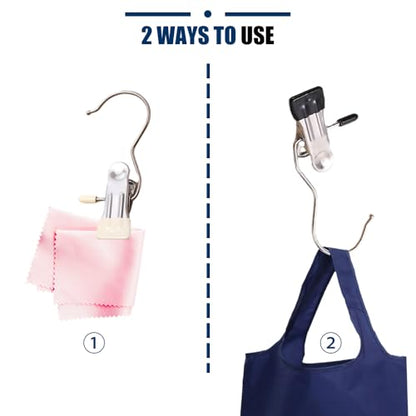 Hangers Clips,Stainless Multi Function Clip Hooks,Laundry Hanging Hooks Clips,Closet Hangers,Boot Clips， Hats Clips,Socks Clips,Pants Clips, Bras Clips (50, Blue) - color: Blue
