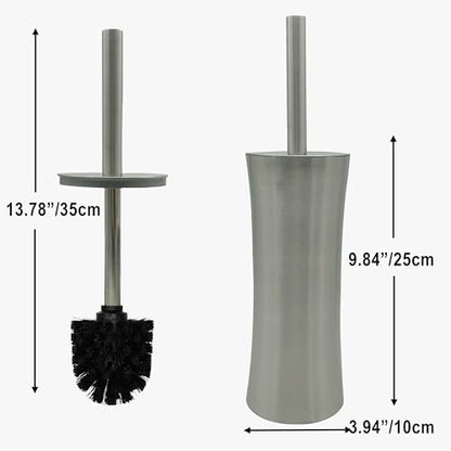 Vince Camuto Toilet Bowl Brush with Holder, Durable Bathroom Cleaning Tool, Modern Design for Easy Toilet Maintenance, Bathroom Cleaner Brush for Efficient Cleaning and Hygiene - color: Brushed Nickel