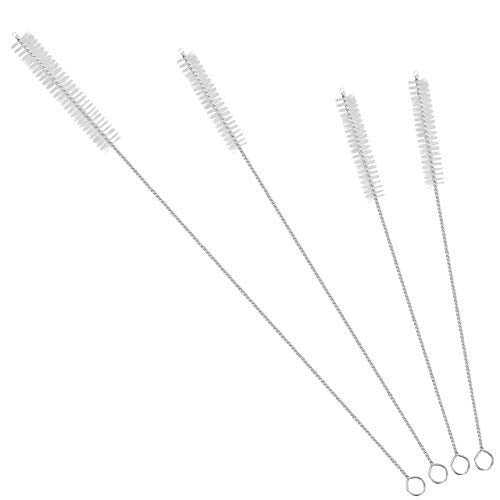 Drinking Straw Cleaning Brushes Set Pipe Tube Cleaner Nylon Bristles Stainless Steel Handle 8" 10" 12" Extra Long 10mm 12mm Extra Wide Diameter - Set of 4