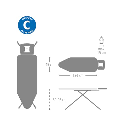 Brabantia XL Comfort Ironing Board with Solid Steam Iron Rest | Large (Size C) | Fairtrade Ecru Cover | Adjustable Height (27-38"), Easy Fold, Anti-Collapse Lock, Non-Slip Feet - color: Ecru, size: Steam Iron Rest