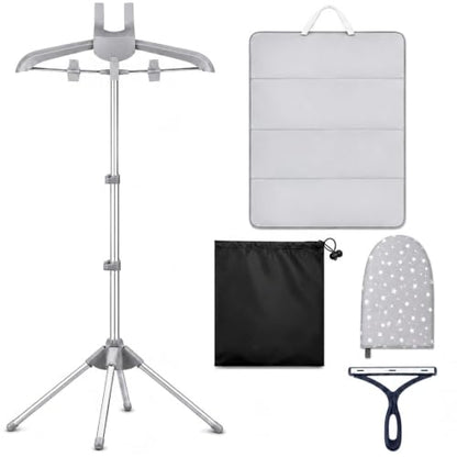 Foldable Garment Steamer Hanger Stand Kit, Adjustable Clothes Steaming Rack
