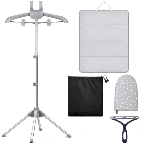 Foldable Garment Steamer Hanger Stand Kit, Adjustable Clothes Steaming Rack