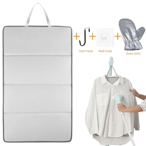 Steamer Board for Clothes with Ironing Gloves,Stand for Steaming Clothes,Steamer Pad,Hanging Ironing Board,Steamer for Clothes,Hanging Steam Iron Pad - color: Steamer Board + 1 Pair Ironing Gloves