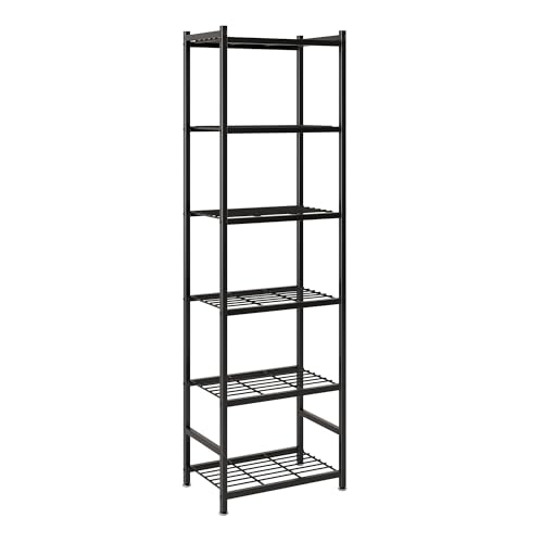 Small Storage Shelves, 6-Tier Metal Shelving Unit with Leveling Feet, Shelf Organizer for Garage, Kitchen, Pantry and Closet Organization, 17.7" x 11.8" x 68.9", Black - color: Black, size: 17.7" x 11.8" x 68.9"(6T)