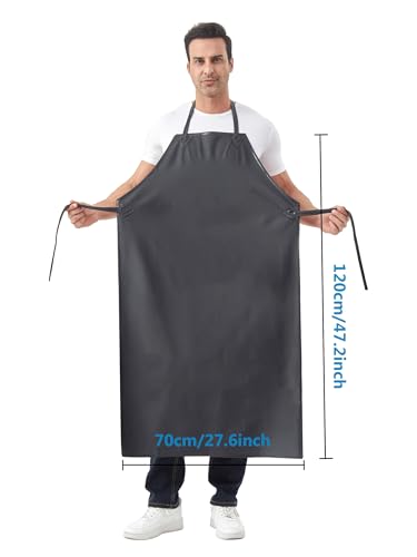 Nanxson Waterproof Rubber Aprons for Butcher Dog Grooming Dishwashing - color: Blackred
