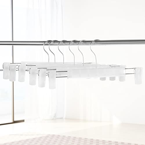10 Pack Pants Hangers with Adjustable Non-Slip Clips Anti-Rust Hanging Hook for Trouser,Skirts,Jeans,Clothes Hangers Transparent - color: Transparent, size: 10 Pack