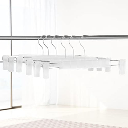 10 Pack Pants Hangers with Adjustable Non-Slip Clips Anti-Rust Hanging Hook for Trouser,Skirts,Jeans,Clothes Hangers Transparent - color: Transparent, size: 10 Pack