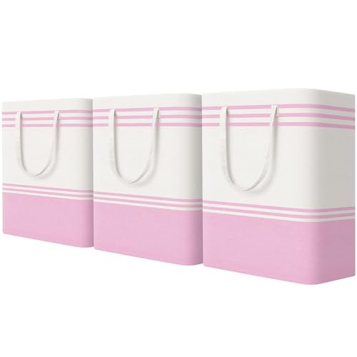 TranquilRelax 3-Pack Laundry Basket, Laundry Hamper, Pink-125L - color: Pink, size: 125L