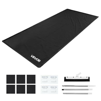 VEVOR Containment Mat, 7 ft 9 in x 18 ft, Non-Slip PVC Garage Floor Mat with a Cleaning Squeegee, Heavy Duty Durable Waterproof Containment Protection from Snow, Rain and Mud for Cars Parking, Black - size: 7 ft 9 in x 18 ft