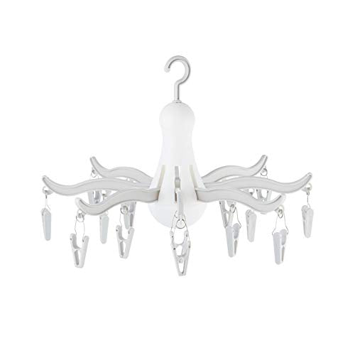Foldable Clip and Drip Hanger, 8-Claw Octopus Hanging Dryer with 16 Clips, Portable Underwear Hangers, Simple to Fold and Place