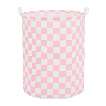 Large Foldable Laundry Basket Organizer Holder portable tall collapsible laundry hamper nusery Storage Basket Bin with Handles (Waterproof Lining, Pink Racing Flag) - color: Pink racing flag