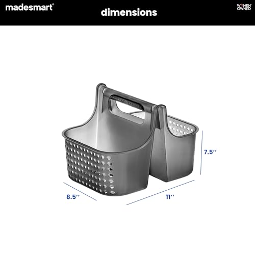 madesmart Shower Tote with Soft Grip Handle, Smoke - color: Carbon, size: Small