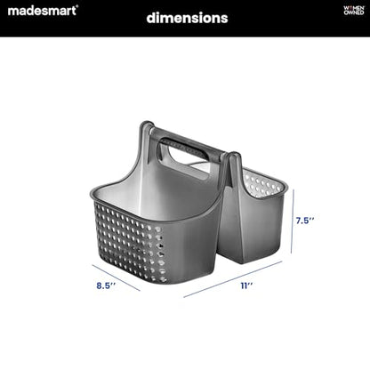 madesmart Shower Tote with Soft Grip Handle, Smoke - color: Carbon, size: Small