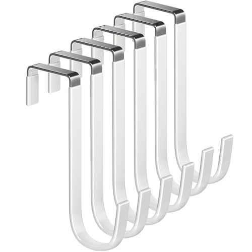 Mars-Rock Single Over Door Steel Hooks 6 Pack Fit 1-3/8" Door 5.5" White - color: D: 6Pack 5.5"Length