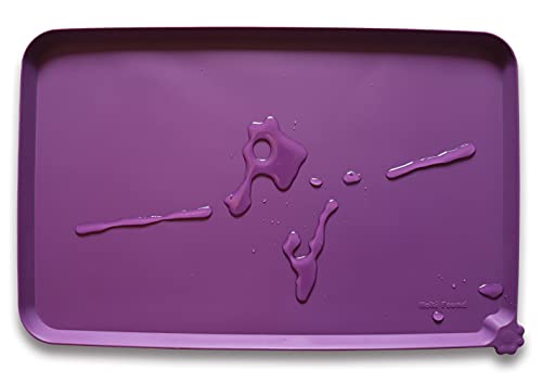 Hoki Found Waterproof Pet Feeding Mats with High Lips, Multiple Size and Colors for Dogs, Cats & Others -Eggplant - color: Eggplant, size: 19" x 12"
