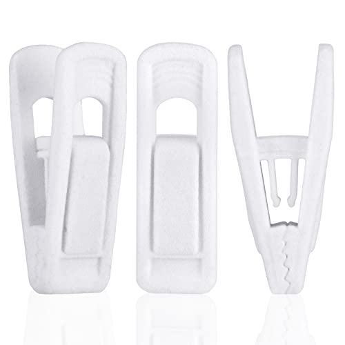 Tinfol White Velvet Hanger Clips 50Pack, Strong Flocked Finger Clips, Large Opening Pants Clip, Clothes Pin for Thin Suit Skirt Pant Clothes Hangers - color: White, size: 50PC
