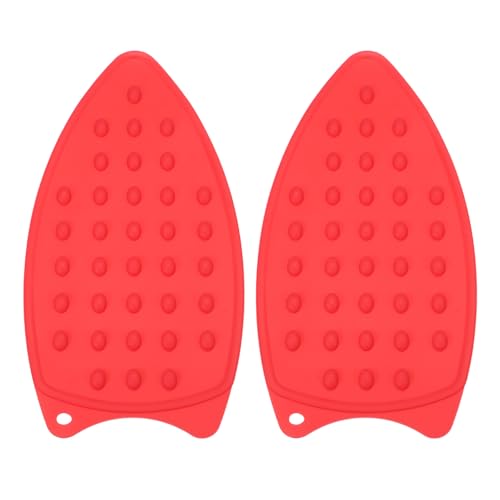 PATIKIL Silicone Iron Rest Pad, 2 Pcs Multipurpose Hot Heat Resistant Iron Rest Plate Protective Pad for Ironing Board Hot Resistant Steamer Steam Compact Mat, Red - color: Red