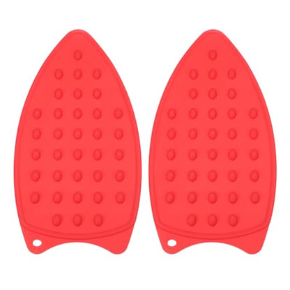 PATIKIL Silicone Iron Rest Pad, 2 Pcs Multipurpose Hot Heat Resistant Iron Rest Plate Protective Pad for Ironing Board Hot Resistant Steamer Steam Compact Mat, Red - color: Red