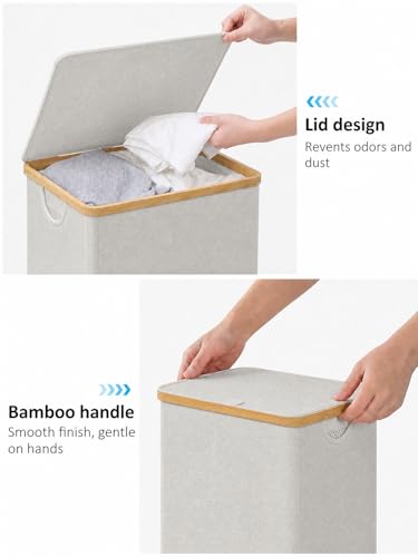 IEGrow Laundry Hamper with Lid,110L Laundry Basket with Mesh Bag,Light Grey - color: Light Grey, size: 110L