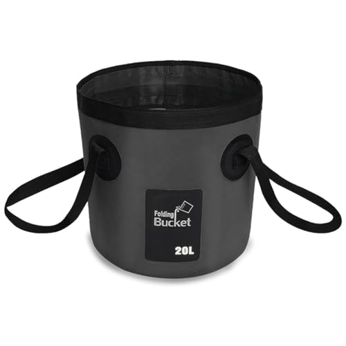 5 Gallon Collapsible Bucket with Handle for Car Washing (Black) - color: Black