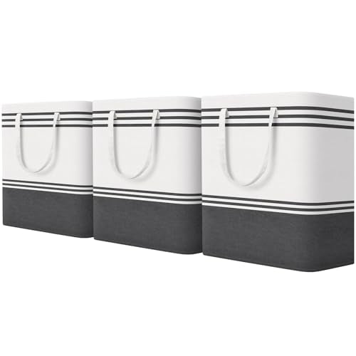 TranquilRelax 3-Pack Laundry Basket, Laundry Hamper, Grey-100L - color: Grey, size: 100L