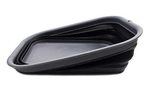SAMMART 12L (3.17 Gallon) Collapsible Tub - Foldable Dish Tub - Portable Washing Basin - Space Saving Plastic Washtub (1, Grey/Black) - color: Grey/Black