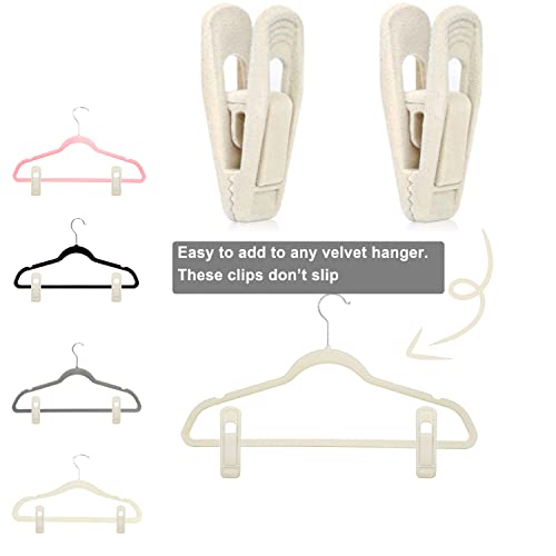 TOFIIGREM Velvet Hanger Clips for Velvet Hangers - 20 PCS Beige Non-Slip Velvet Clip for Skirt Hanger, Strong Flocking Clips Fit for Ivory Velvet Hangers - color: Beige, size: 20pc