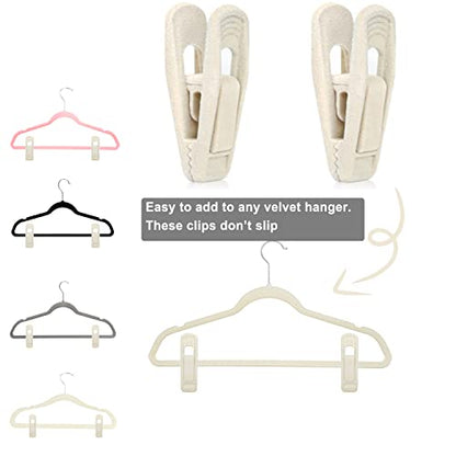TOFIIGREM Velvet Hanger Clips - 40 PCS Beige Non-Slip Velvet Clips for Pants, Suits & Skirts - color: Beige, size: 40pc