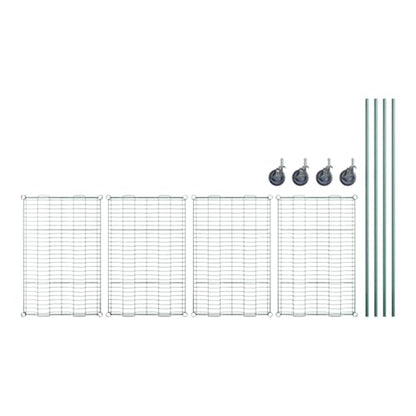 PRO&Family Green Epoxy 4-Tier Commercial Drying Rack with Casters – Heavy Duty Wire Shelving for Dish Drying, Kitchen Storage & Food Service Use (24" x 60" Mobile, 1 1/4" Slots) - size: 24" x 60" Mobile