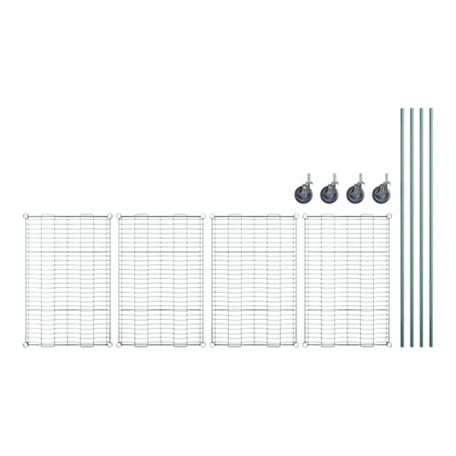 PRO&Family 24" x 48" Mobile Green Epoxy 4-Tier Commercial Drying Rack with Casters – Heavy Duty Wire Shelving for Dish Drying, Kitchen Storage & Food Service Use (1 1/4" Slots) - size: 24" x 48" Mobile