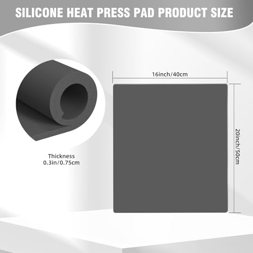 BetterSub Silicone Heat Press Mat 16''x20'', Heat Press Machine Pad Resistant Fireproof 0.3inch Thickness, Double Sided Easy Washable Press Mat for Vinyl HTV Ironing Insulation Transfer Crafting - size: 16"x20"