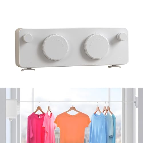 JOOM Retractable Clothesline Indoor, Dual 2 x 13.8 FT Clothes Lines, White - color: White Locking Update
