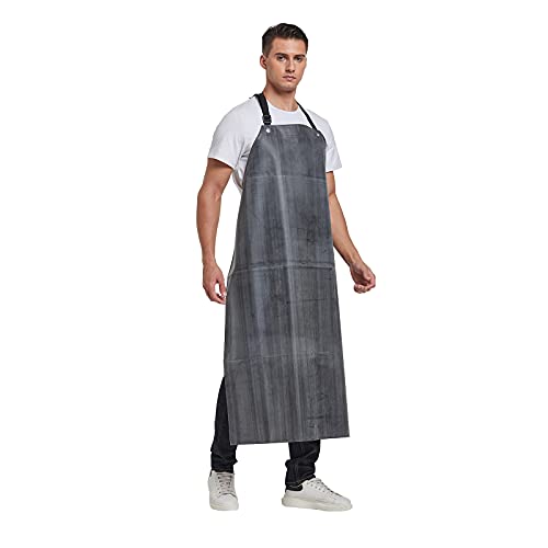 Rubber Waterproof Apron Butcher Heavy Duty -Oil Chemical Resistant Safety Aprons for Cleaning Fish, DishWashing - color: Black Red, size: X-Large