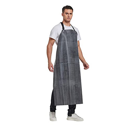 Rubber Waterproof Apron Butcher Heavy Duty -Oil Chemical Resistant Safety Aprons for Cleaning Fish, DishWashing - color: Black Red, size: X-Large
