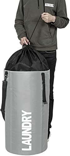 Chrislley 106L Collapsible Laundry Basket, Laundry Backpack, Laundry Bag - color: grey