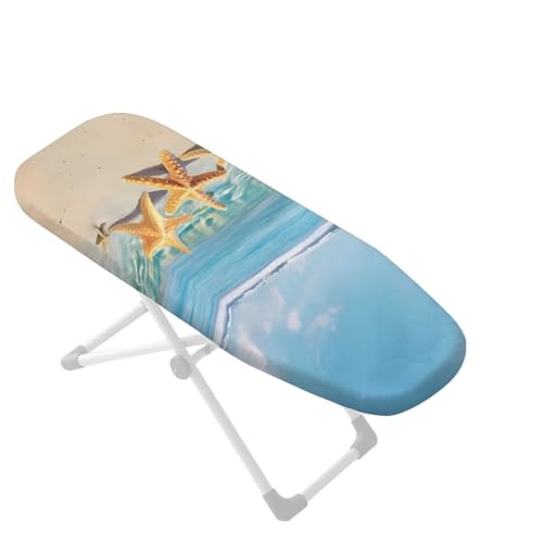 Beach Starfish Print Ironing Board Cover with Elastic Edge, Stretch Ironing Pad Dust Cover Anti Slip, Resist Scorch Iron Board Covers 14x24 Inches - color: Blue - Beach Starfish
