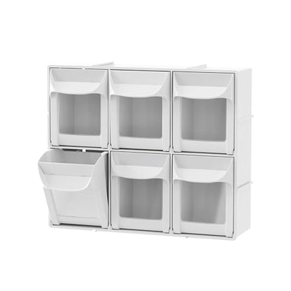 Simply Tidy 6-Drawer Tip-Out Storage Bin - Wall-Mountable & Stackable Clear Front Drawer Organizer for Beads, Buttons, Stickers & Small Craft Supplies, 1 Pack