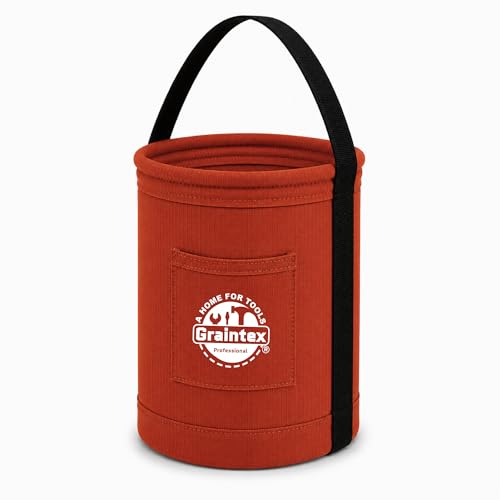 Graintex Canvas Utility Bucket 9.5"x14", Round Tool Bucket, Reinforced Base & Carry Handle, Ripstop Canvas, Ideal Multi-Purpose Bag for Jobsite, Gardening, Home Use, Tool Storage - Rust - color: Rust
