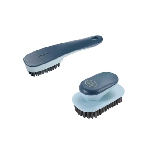 Laundry Brush, Shoe Brush, Used for Cleaning Stains, Floor Tiles, Kitchen, Carpet, Household Cleaning,Easy to Hold Set of，Soft Bristle Scrub，Sneaker，2 Pieces(Blue)