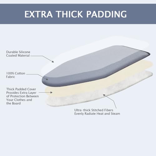 SheeChung Ironing Board Cover and Pad 18"x49",Wide Ironing Board Cover - color: Grey Blue, size: 49"L x 18"W